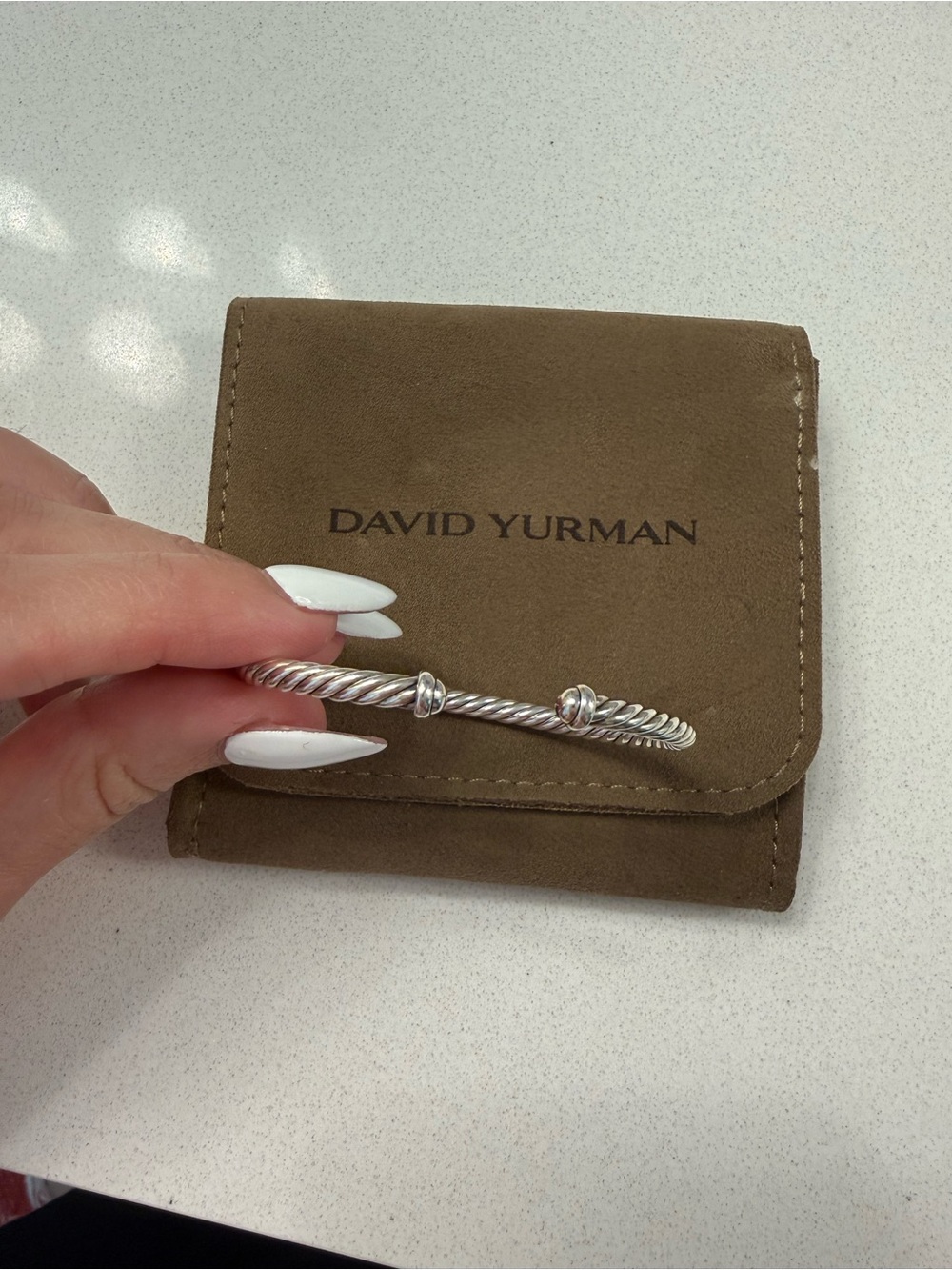 David Yurman Sterling Silver Cable Flex Bracelet — Silver - Picture 5 of 6